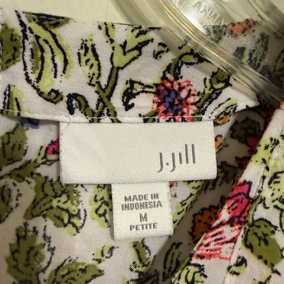 2/$30 J. Jill Floral Sleeveless Tunic Top Pink Green Border Print – M Petite - Picture 5 of 8